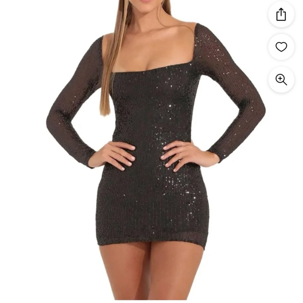 NWOT size S sequin shirt formal dress with sheer sleeves